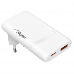 Зарядно устройство AK-CH-31 USB-A + USB-C PD 5-20V / max. 3.25A 65W Quick Charge 4+ GaN