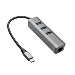 главина AK-AD-66 USB type C - USB 3.0 3-port + Ethernet