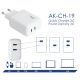 additional_image USB Зарядно устройство AK-CH-19 2x USB-C PD 5-12V / max. 3A 40W Quick Charge 3.0